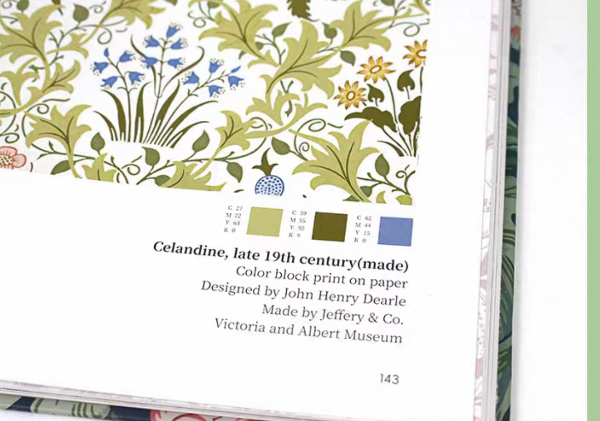 Custom Hardcover Arts & Crafts Floral Pattern Design Reference Books