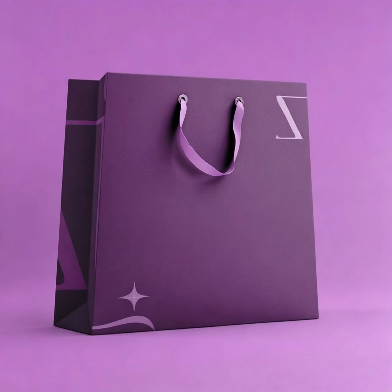 Minimalist Custom Brand Ribbon Handle Luxury Paper Shopping Bags