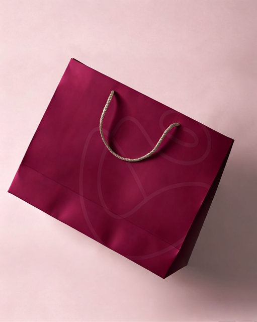 Minimalist Custom Brand Ribbon Handle Luxury Paper Shopping Bags