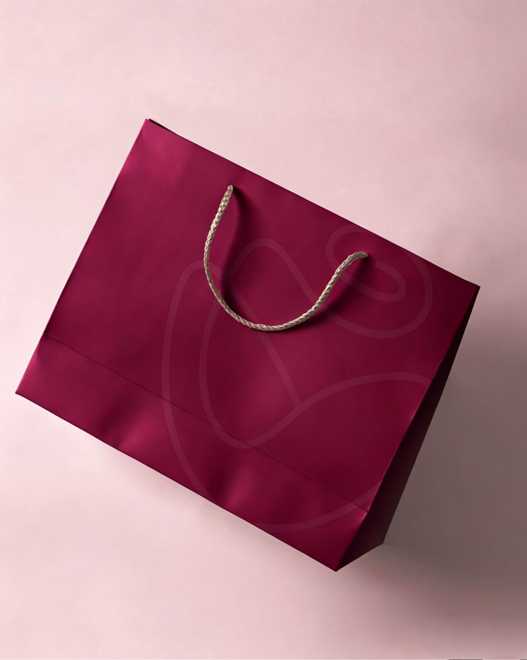 Minimalist Custom Brand Ribbon Handle Luxury Paper Shopping Bags
